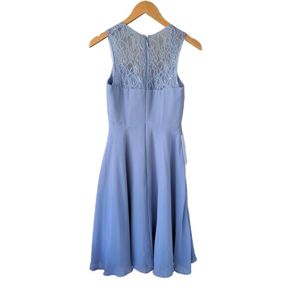 NEW AZAZIE Vina Chiffon Lace A-line Dress Sz 0 Dusty Blue Bridesmaid Knee-length - Picture 13 of 13
